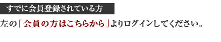 すでに会員登録されている方